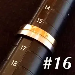 ☆刻印◆16号 ハーフ ゴールド★シルバー 平打ちリング ステンレス 6mm
