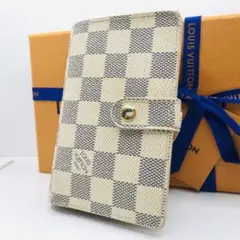 ルイヴィトン✨ダミエ アズール ポルトフォイユ ヴィエノワ がま口 折り財布 白