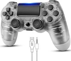 PS4 ワイヤレスコントローラー 純正互換品 光沢透明....I