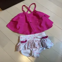 ベビー水着セット フリル 花柄 ピンク