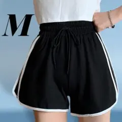ショートパンツ ブラック ライン入り 短パン スポーツ ジム 部屋着 韓国 M