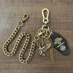 ウォレットチェーン　キーホルダー　アメカジ　ストリート　ゴールド　ヴィンテージ