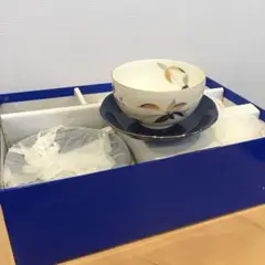 かいどう茶托付き煎茶　茶托付き湯呑み　未使用箱入り