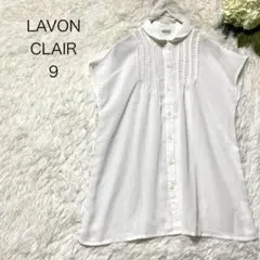 ［美品］ラボンクレール　ブラウス　ノースリーブ　シアー　９　白　レース