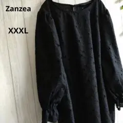 【大きいサイズ】未使用 ザンジーア 半袖 袖フリル トップス プルオーバー花柄