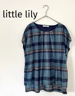 【美品】littlelily　チェックブラウス　ティアード　ナチュラル　ガーリー