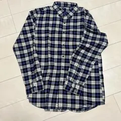 チェック柄 長袖シャツ ネイビー　ユニクロ　UNIQLO L