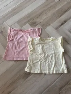 PUPO 90サイズ ピンク・イエローシャツ2枚セット 保育園着