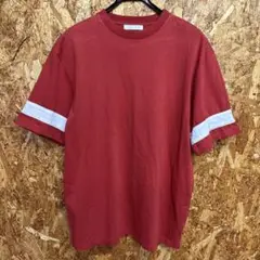 FUTUR 赤色ルーズフィットTシャツ 白いストライプ付き