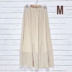 1369【シフォンプリーツスカート】透け感 ウエスト総ゴム ふんわり ミディ丈
