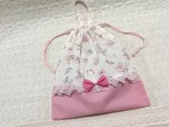 持ち手付き巾着ゆめかわ体操服袋給食着袋お着替え袋うさぎ入学入学入学セット