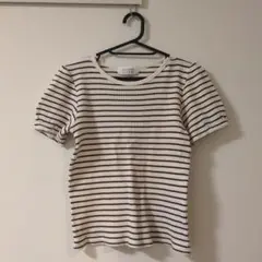 LOWRYS FARM Mサイズ 半袖Tシャツ ストライプ リブニット風