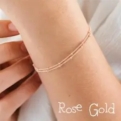 《ローズゴールド》2連 チェーン ブレスレット ステンレス