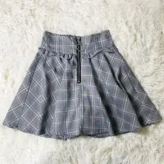 リッカリッカ チェック柄フレアスカート グレー 女の子 160
