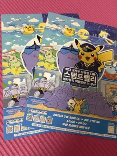 【レア】ポケモン×鉄道スタンプラリーin 釜山台紙のみ　2枚セット駅長ピカチュウ