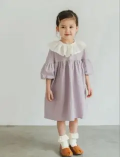 riziere 胸ギャザーバルーンスリーブワンピース　100cm 付け襟つき