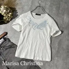 F83 マリサクリスティーナ スパンコール刺繍 半袖Tシャツ【M】日本製