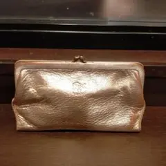 ピンクゴールドレザーがま口財布