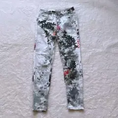 ザラ スリムパンツ　ストレッチ　花柄　36　フルレングス　S相当　グレー