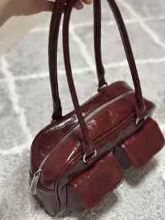 バーガンディ ショルダーバッグ 2ポケット