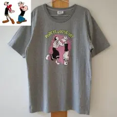 POPEYE × OLIVE OYL キャラT LL グレー USAコミック系