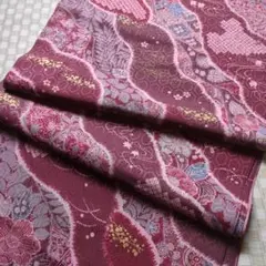 172　 小紋ハギレ　反物巾×330㎝　辻が花　ボルドー　カルトナージュ