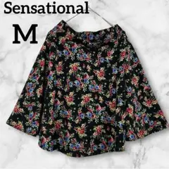 良品✨Sensational 【M】　フレアスカート 花柄　ミニスカート　黒色