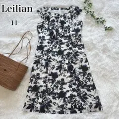 Leilian フラワープリント ノースリーブワンピース 11 日本製【美品】