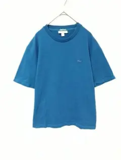 ラコステ　Tシャツ　メンズM　ブルージーン色　ロゴワッペン　綿100％
