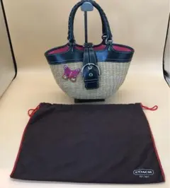 EE117 COACH コーチ 麦わらかごバッグ 蝶