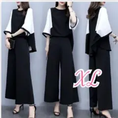 セットアップ　XL パンツドレス2点　フォーマル　黒　人気　韓国　シンプル