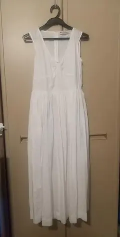 Molly Goddard コットンノースリーブワンピース無地白モリー ゴダード