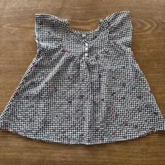 ギンガムチェック 刺繍　チェリー　ブラウス　130