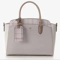アンドシュエット chouette チェックビジューラウンドトートバッグ ピンク