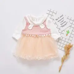 韓国こども服 ベスト付き うさ耳 チュールワンピ セットアップ 90㎝