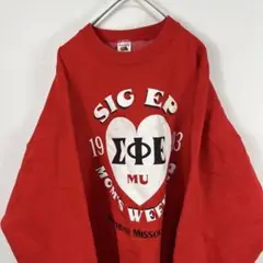 USA製 90s fruit of the loom ハート柄 スウェット 赤