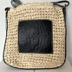 ショルダーバッグ ストロー レザー