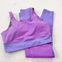 showgirl ブラトップ　レギンス　ヨガウェア２点セット パープル　M