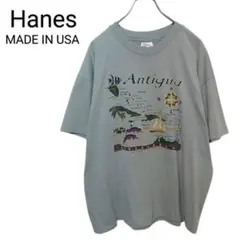 【Hanes】90s USA製 西インド 地図 マップ刺繍 Tシャツ A3603