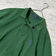 配色抜群 POLO RALPH LAUREN ポロシャツ 刺繍ロゴ グリーン