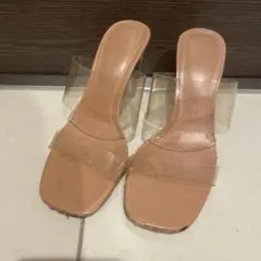 ベージュ クリアストラップ サンダル