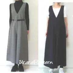 90 型紙　大人 Vネック　サロペット M～5L　Urarapattern
