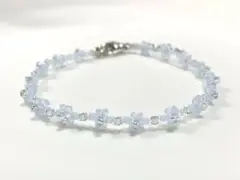 <再販> くすみブルー　フラワーブレスレット