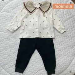 【moimoln】トップス　襟　ベージュ　ホワイト　パンツ　グリーン