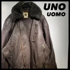 ☆ uno uomo 羊革×牛革　切り替えデザイン　ブラウン系 革ジャン ☆ uno uomo 羊革×牛革ブラウン系 レザージャケット 革ジャン