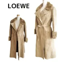 定価50万以上!【LOEWE】高級 羊革 ベルト付 ムートンコート 42