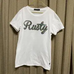Rusty ラスティTシャツ 半袖 ホワイト ロゴ スマイル M