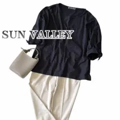SUN VALLEY サンバレー トップス プルオーバー M〜L 七分袖 紺
