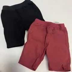 シンプル黒赤ハーフパンツ2枚セット