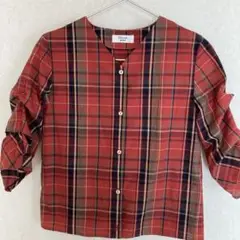 美品【discoat】Vネックチェックシャツ 140サイズ